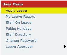 E-Leave User Menu